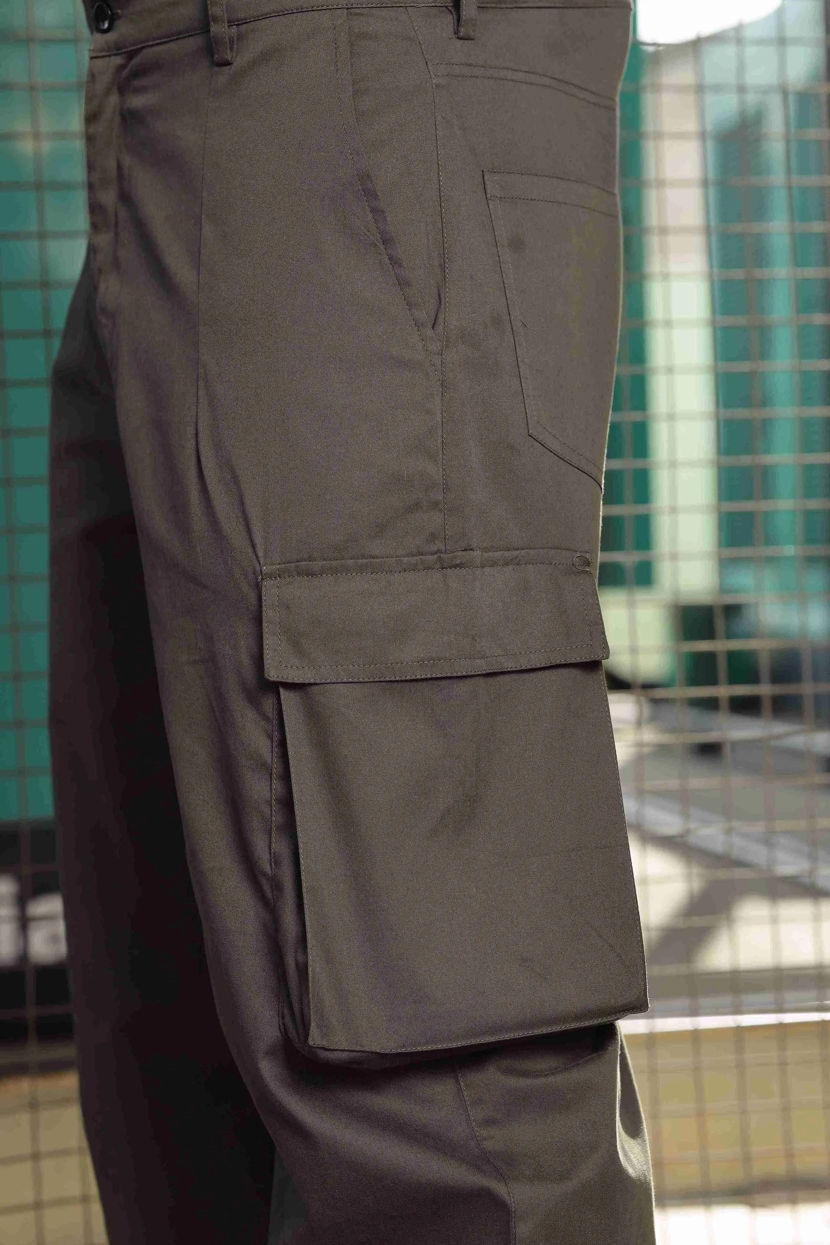 Unisex Baggy fit Olive Baggy Cargo Trousers