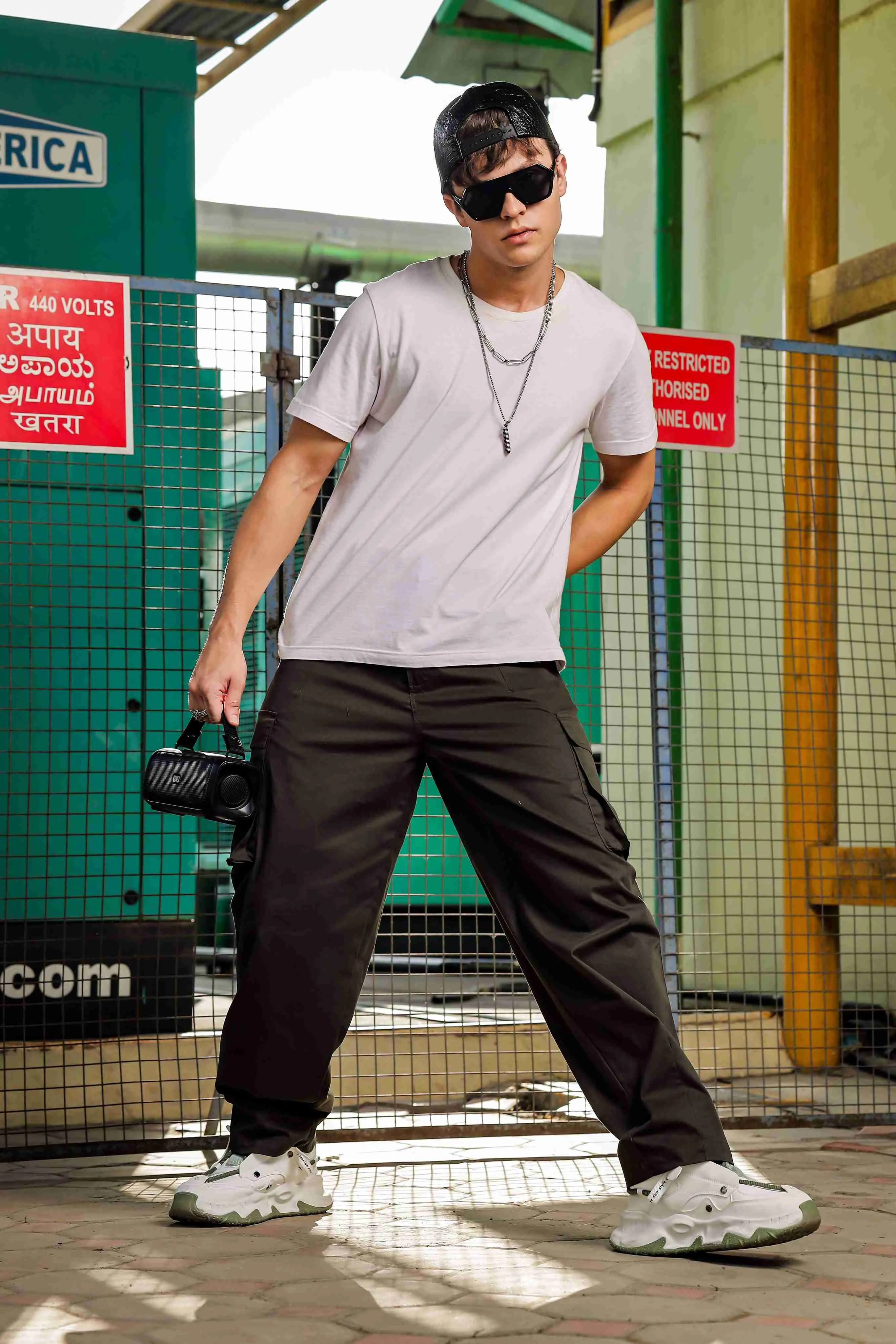 Unisex Baggy fit Olive Baggy Cargo Trousers