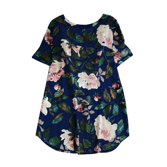 Women Lady Floral Print Mini Dress