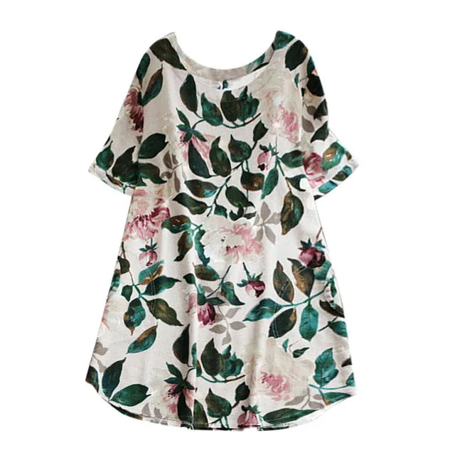 Women Lady Floral Print Mini Dress